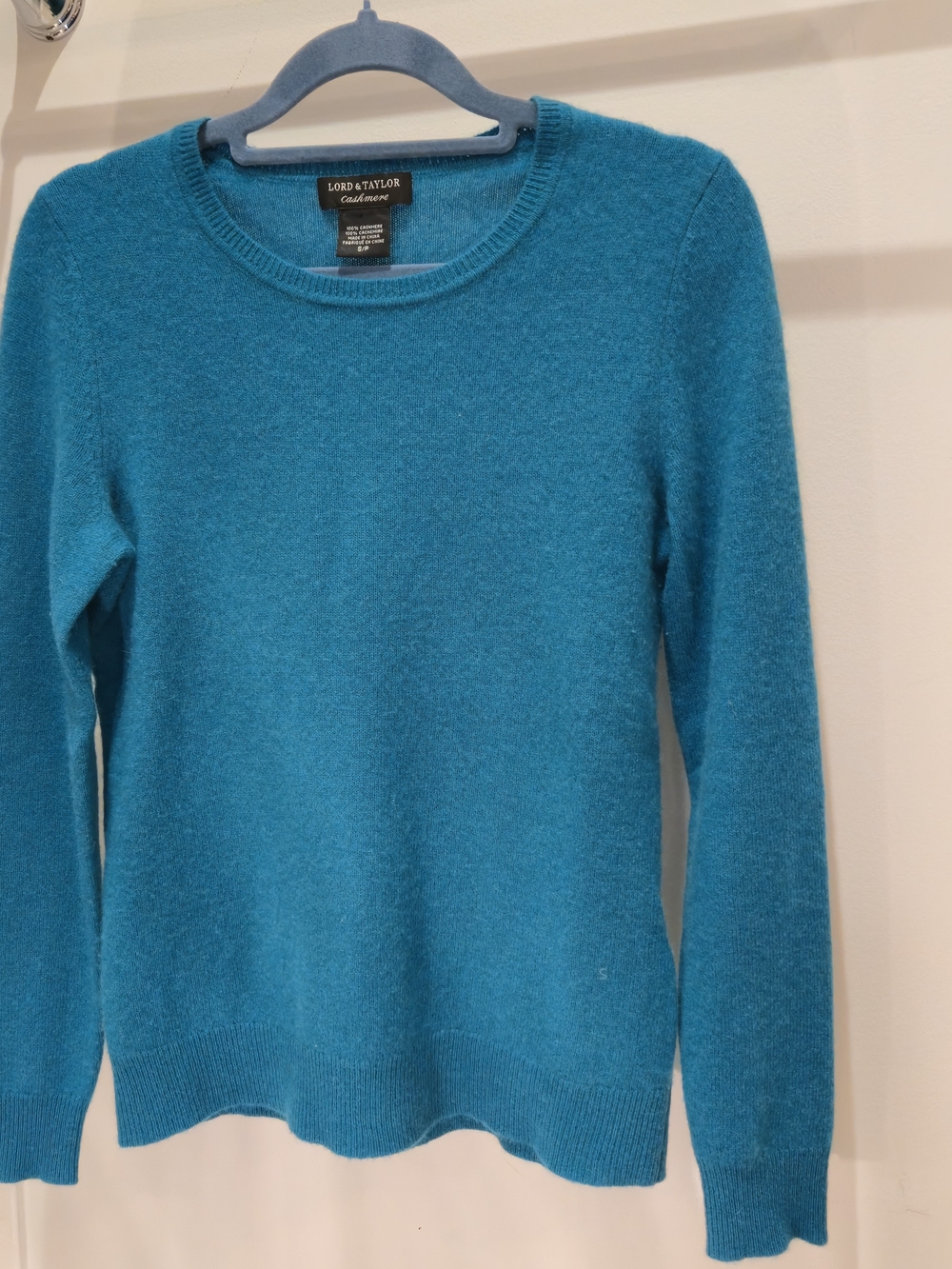 Lord & Taylor Teal Cashmere Crewneck Sweater US S